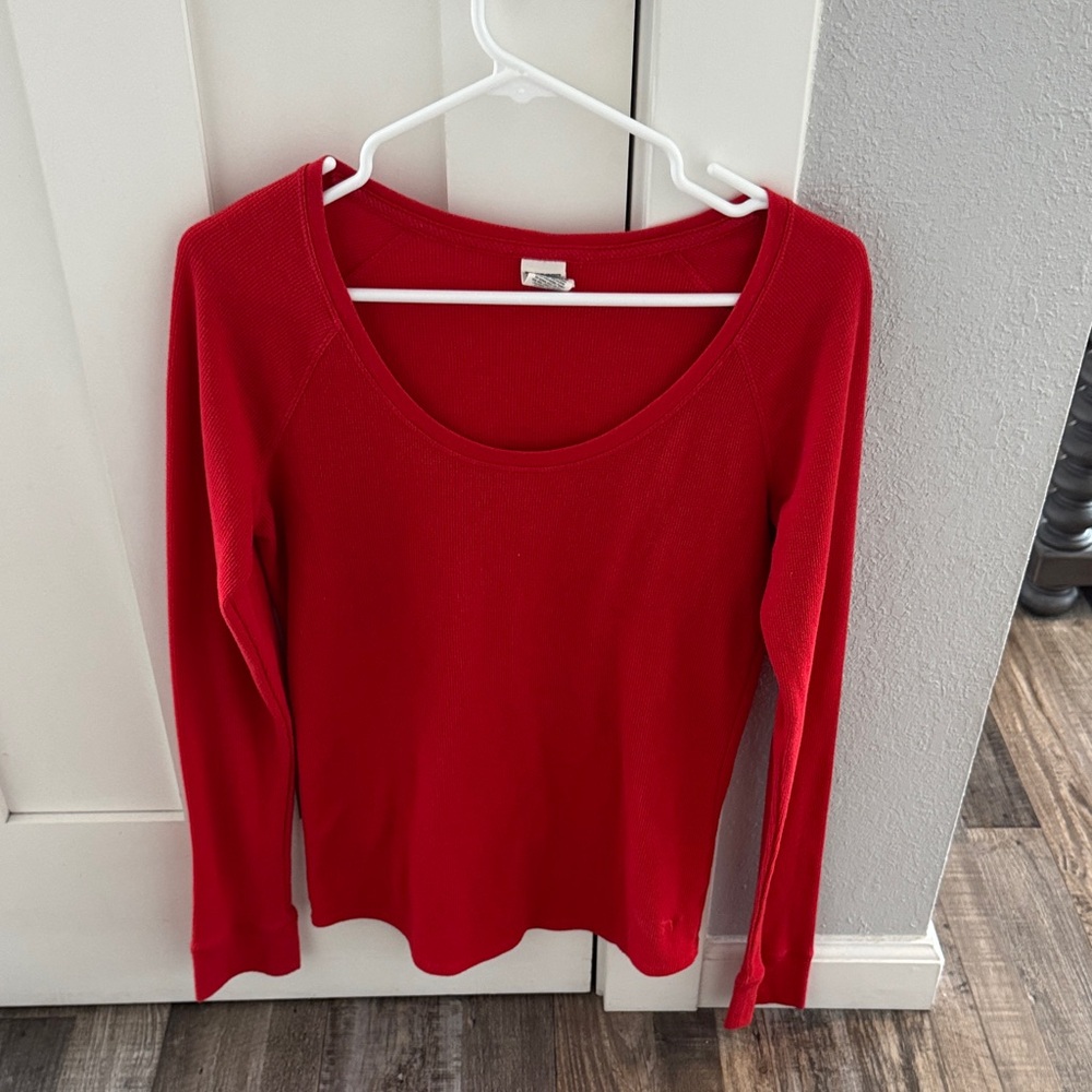 PINK Red Long Sleeve Top